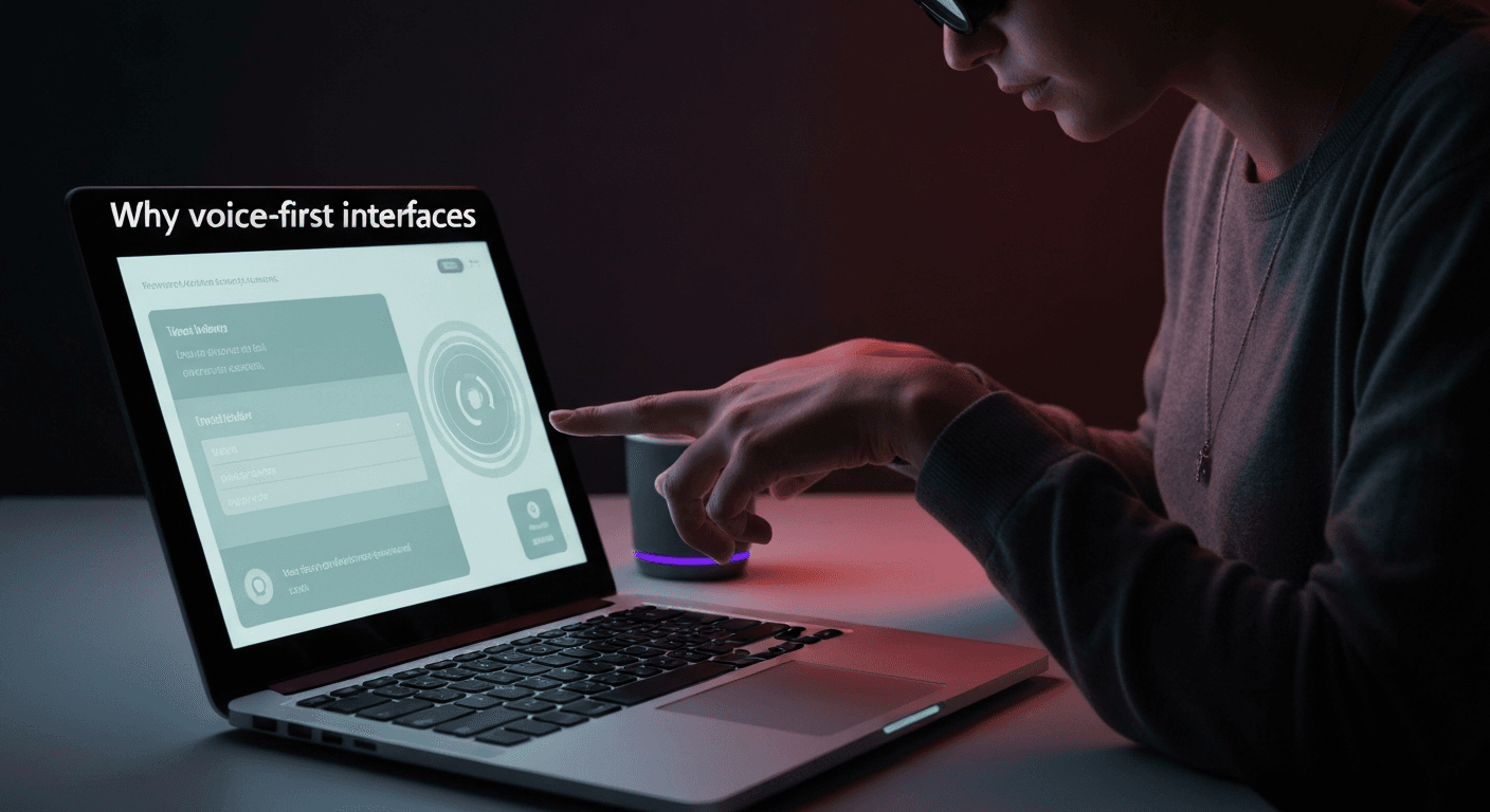 Visualizing why voice-first interfaces will not replace screen readers, showing both technologies.